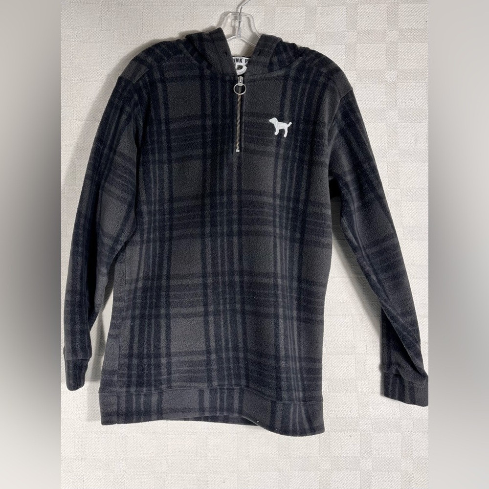 Casual Hoodie by Pink Women’s M Black and Gray 1/4 Zip Soft - Picture 2 of 8